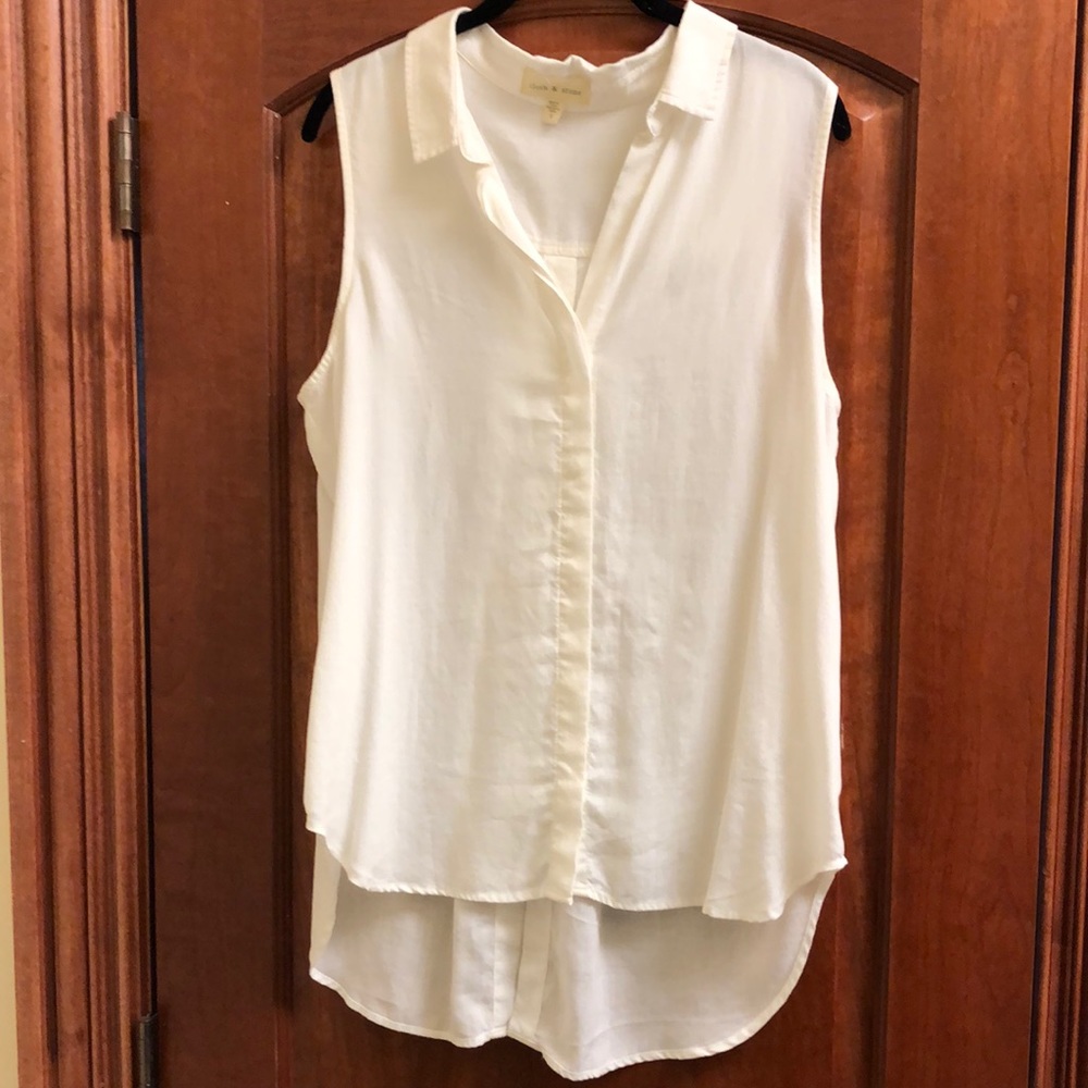 Anthropologie white collared buttoned tunic top